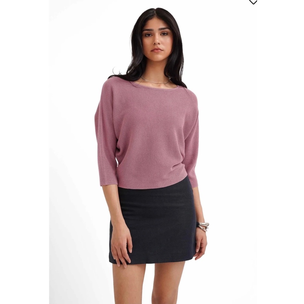 Cyrus Sweater Women M Pink C292213K Waffle Knit Dolman Sleeve Boat Neck